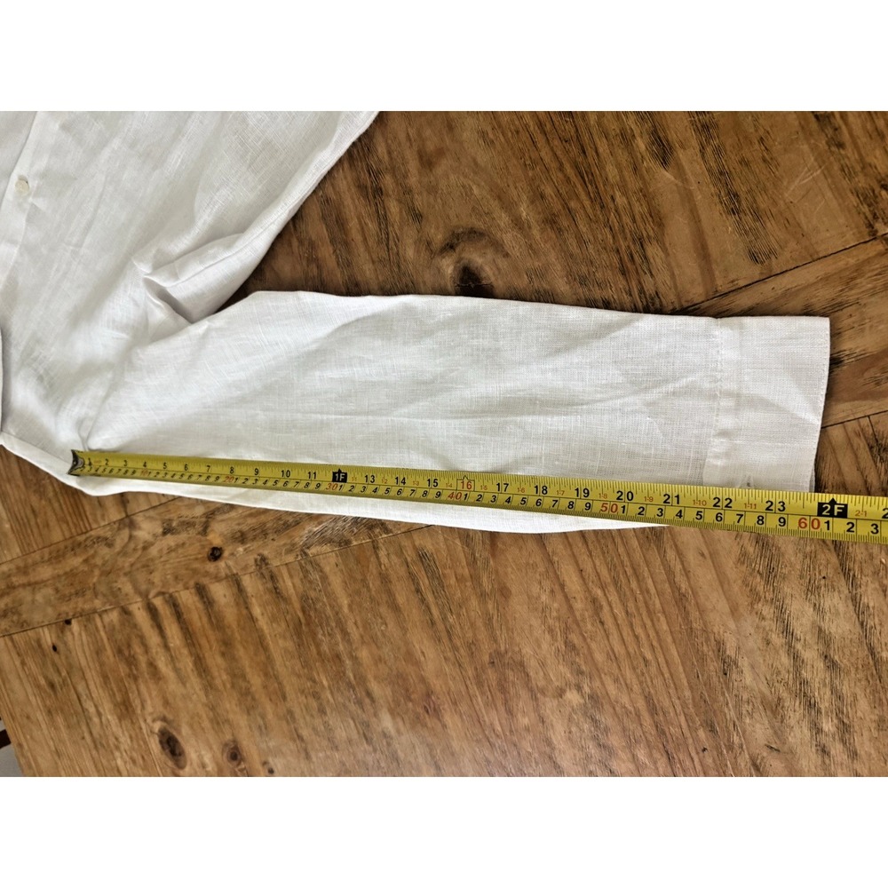 NWT Crown Linen Designs White 100% Linen Long Sleeve Tunic Sz L Button Down - Picture 10 of 11